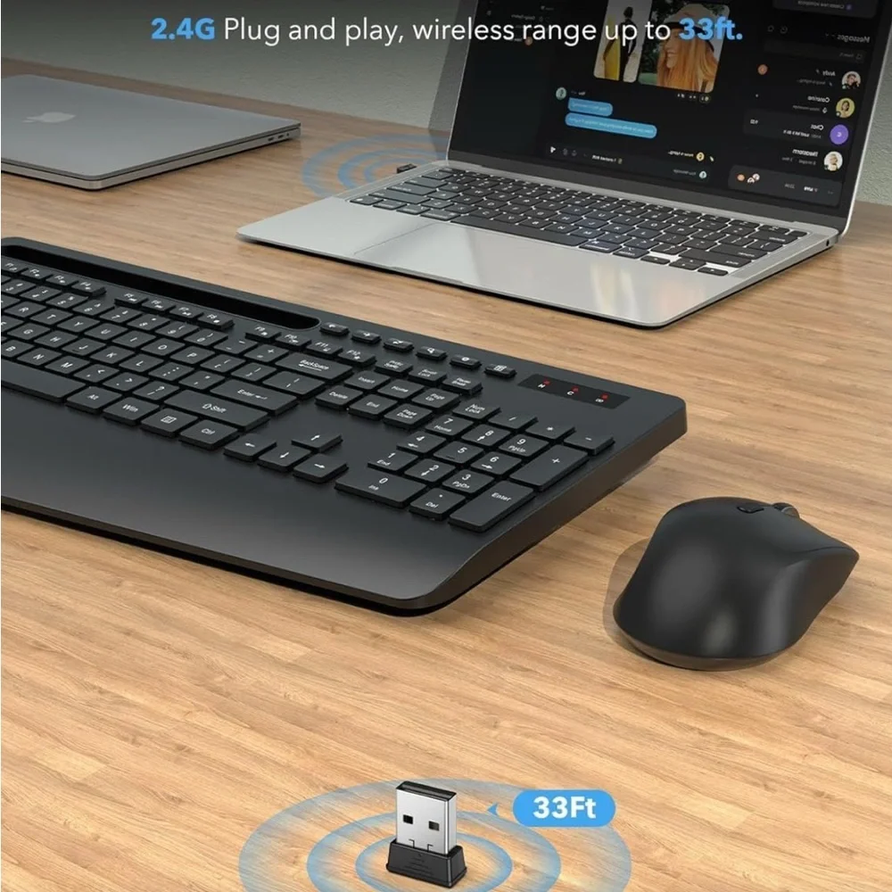 Wireless Keyboard and Mouse Combo with Tablet Stand